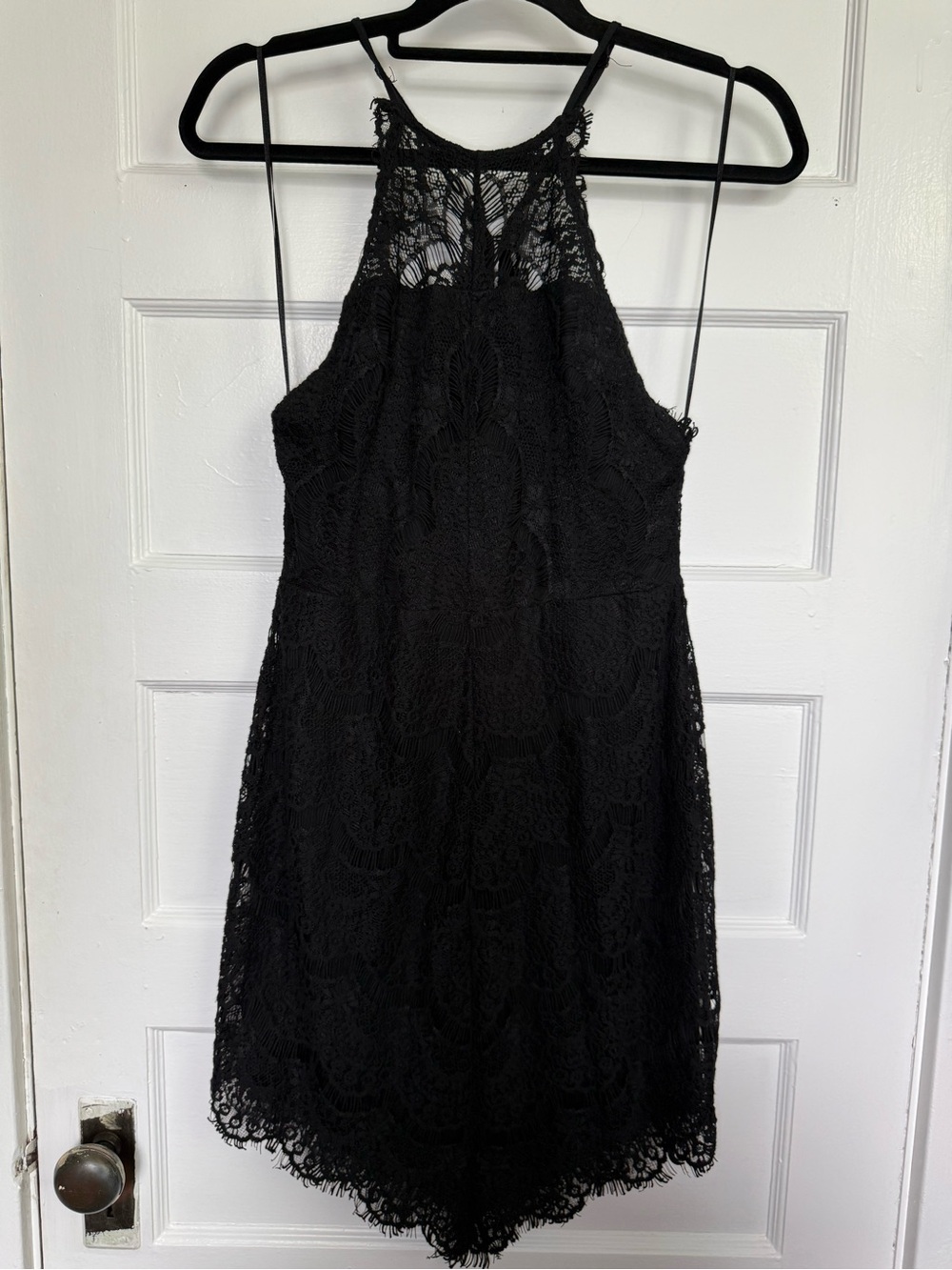 Free People ‘She’s Got It’ Black Lace Slip Mini Dress w/ Pearl-Accent Back Vampy - Picture 3 of 13